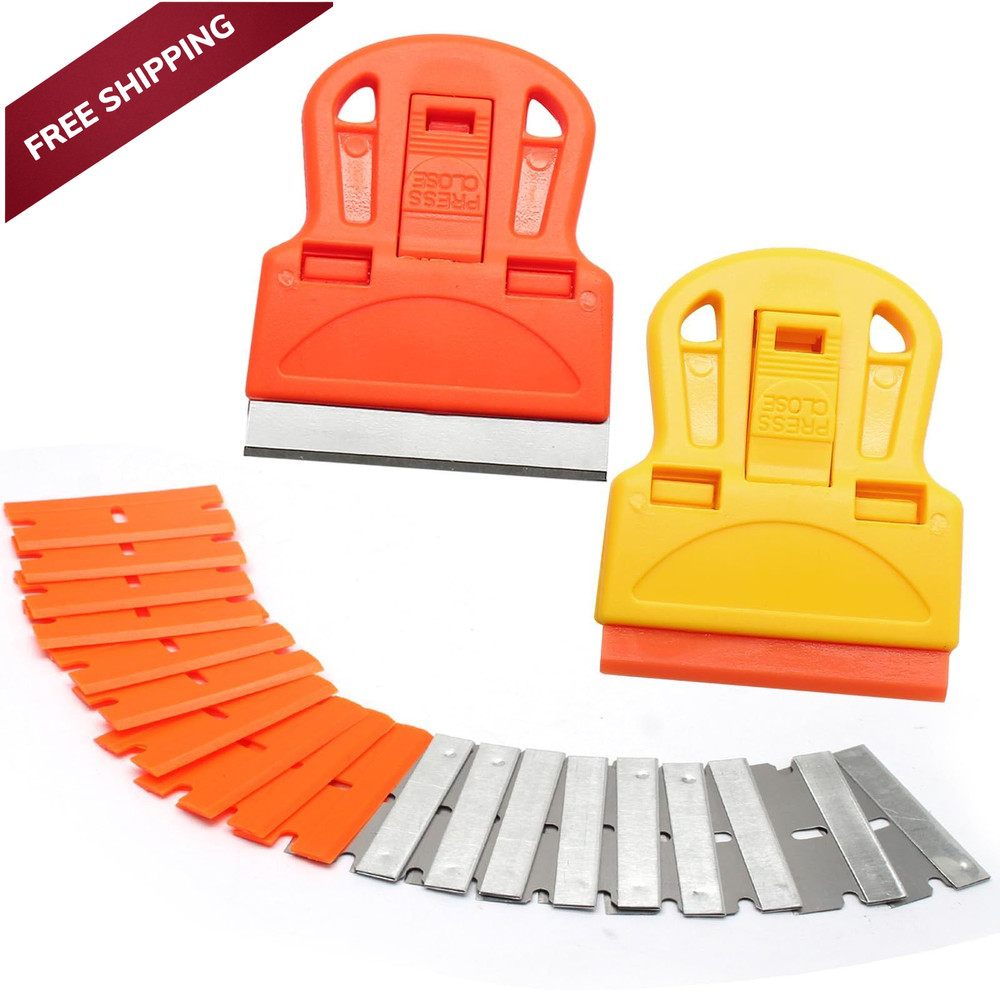 ISDVBUY 2 Sets Razor Blade Scrapers, Plastic Scraper Tool Extra 10 Plastic...