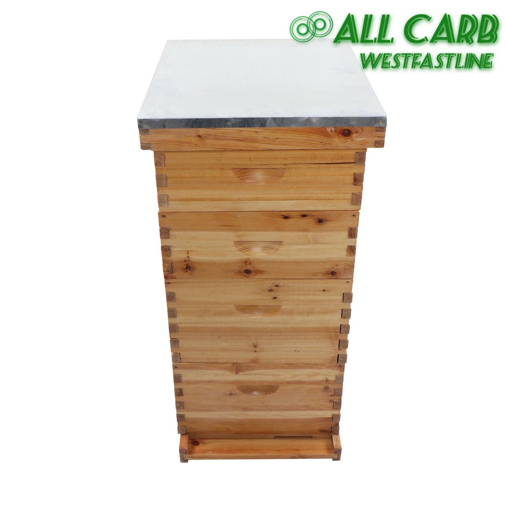 4 Layer 10 Frame Bee Hive Beeswax Coated Includes Beehive Frames and Foundations