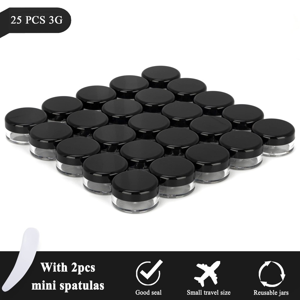 25PCS 3 Gram Sample Containers, 3ml Empty Jars with Lids, Small Cosmetic Cont...