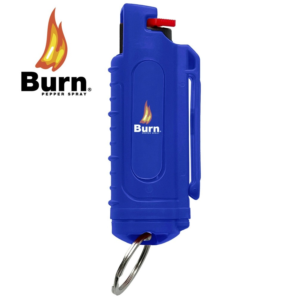 BURN Pepper Spray Keychain 0.5oz Self Defense Security Case Molded BLUE 2 PACK