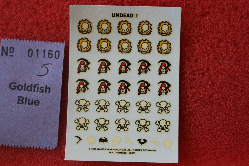Games Workshop Warhammer Undead Skeleton Warriors Transfers Sheets 1 Decals OOP