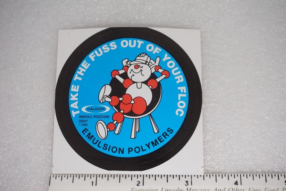 Calgon Decal Sticker Emulsion Polymers Mining Minerals Processing 1983 Hard Hat