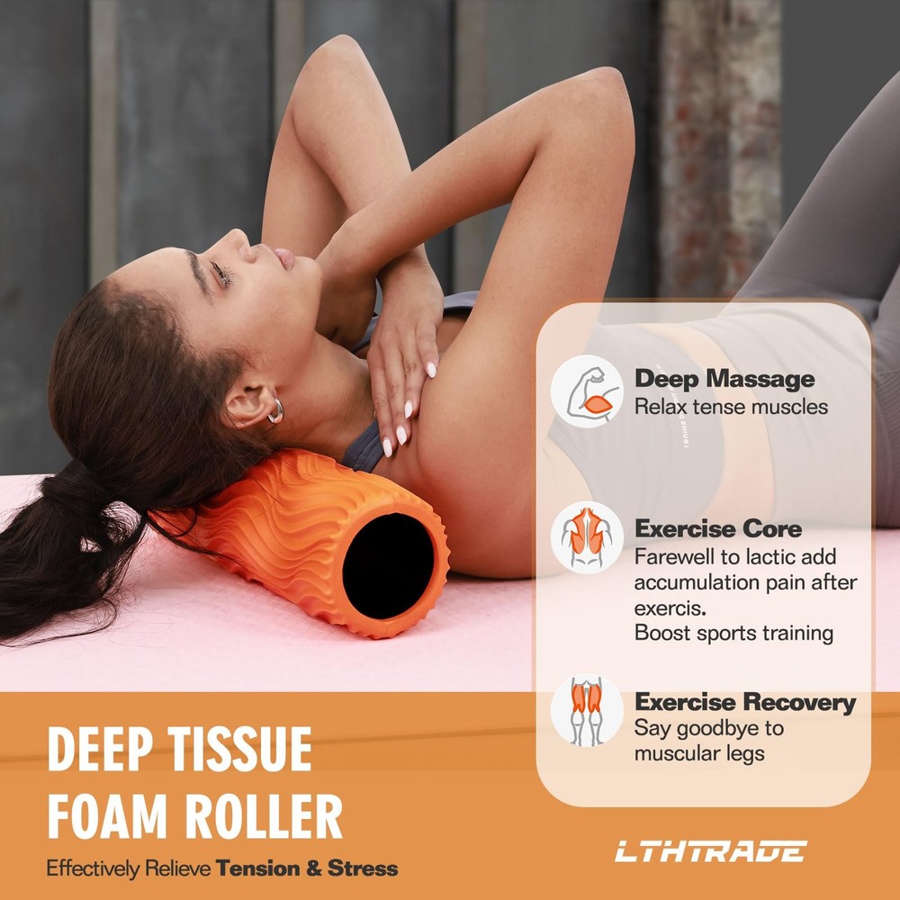 Trigger Point Foam Massage Roller Physical Therapy Deep Tissue Yoga Orange