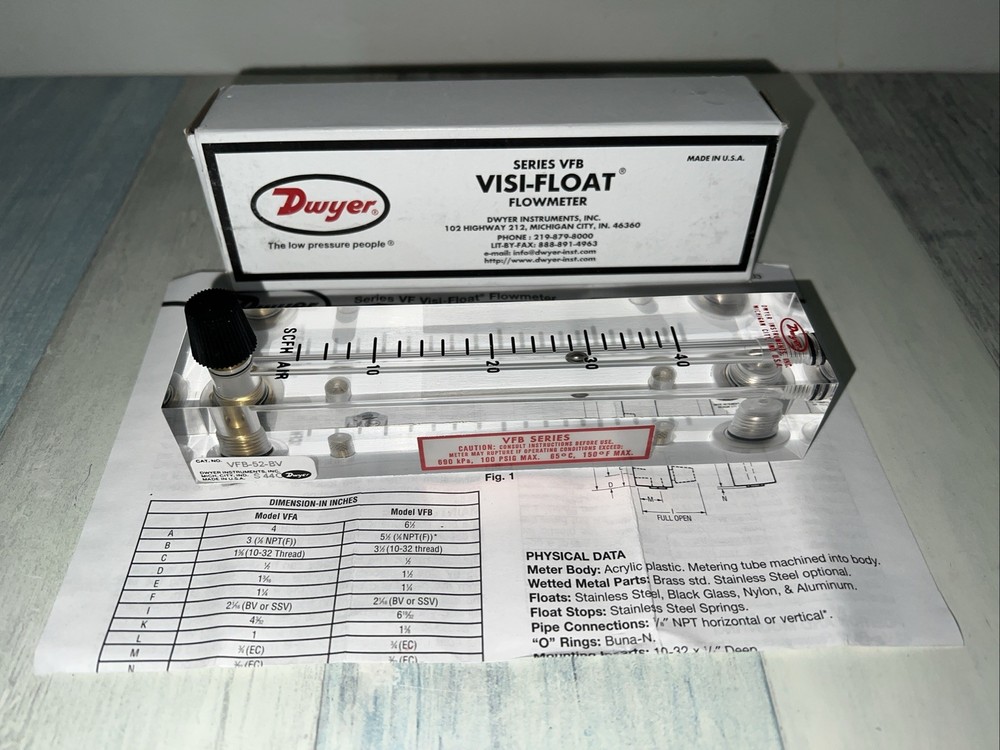 Dwyer VFB-52-BV Visi-Float Flowmeter ~New