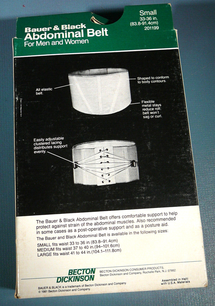 Vintage Bauer & Black Abdominal Belt, Size Small