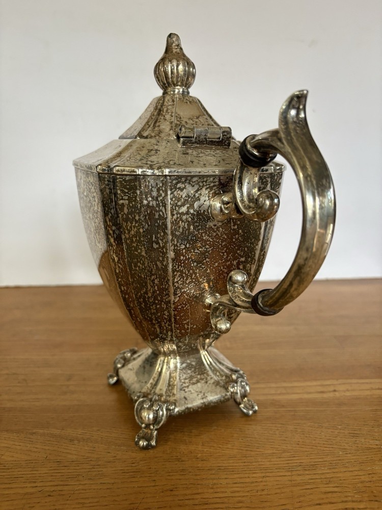 Vtg Goldfeder Silver Plate Serving Kettle Pot Footed Art Deco