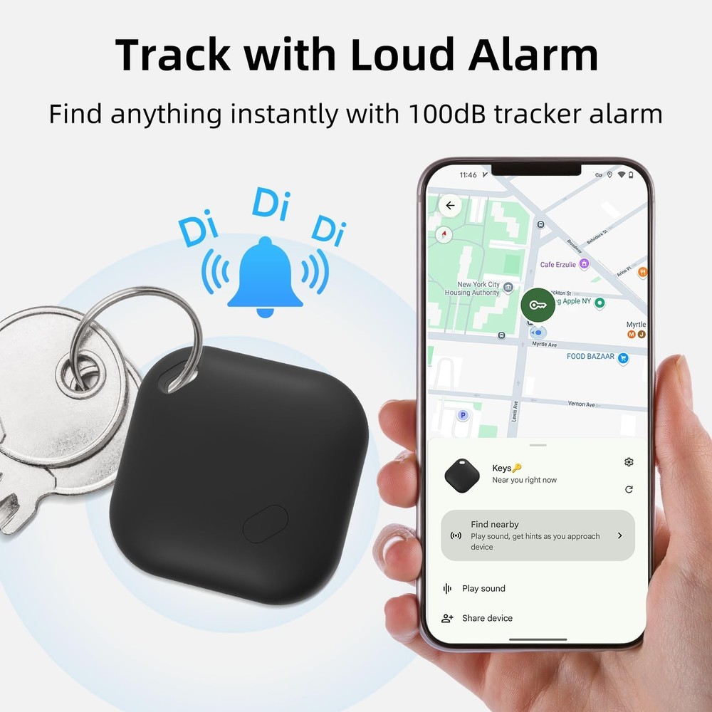 Android Tracker Tags 4 Pack and 2pcs CR2032 Batteries, Smart Tracking Device ...