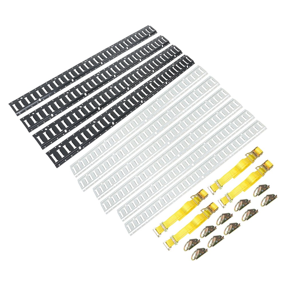 Carbon Steel Silver Black Replacement 24 Pack 5' E Track Tie Down Rail Kit