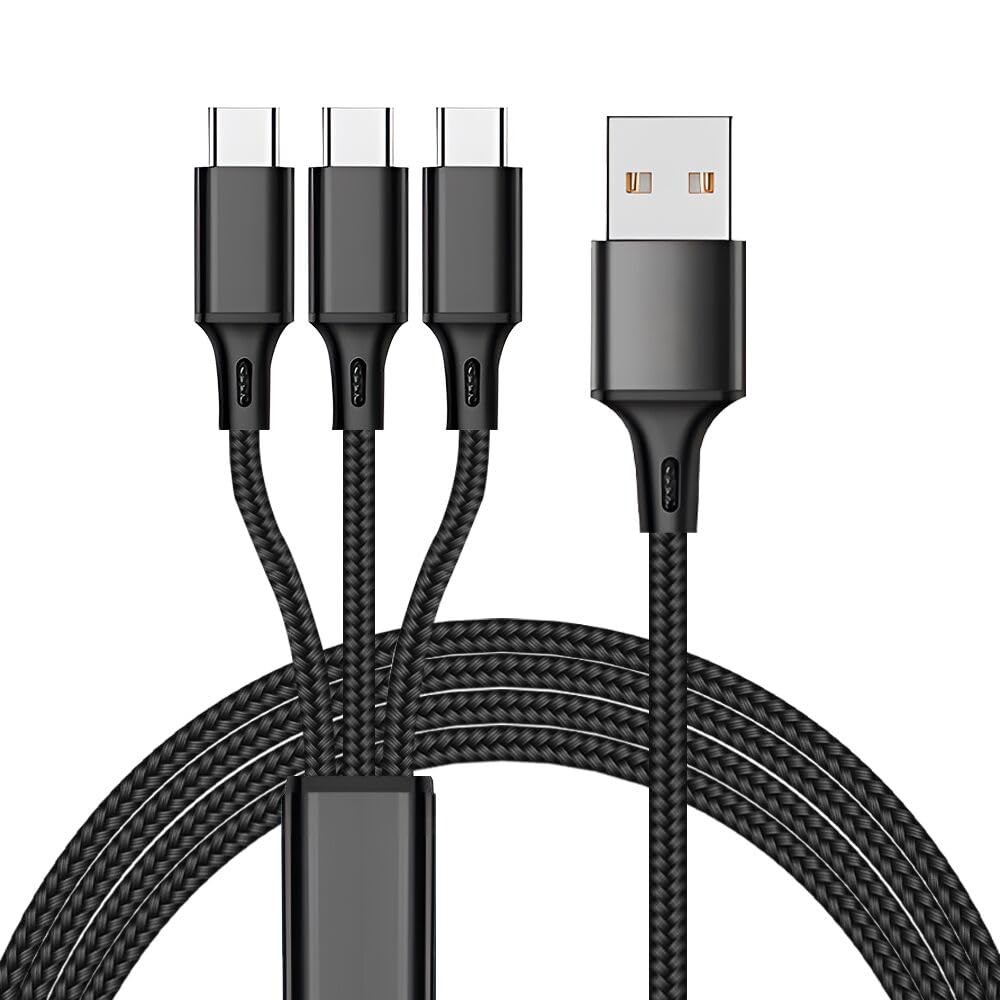 Multi USB-C Cable 4FT, 3 in 1 Multiple Type C Charging,3A Splitter Black FAST US