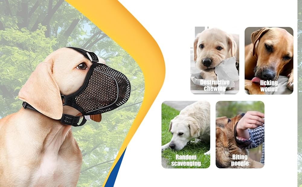Dog Muzzle, Mesh Soft Muzzle for Small Medium Lar Sized Dogs, Breathable