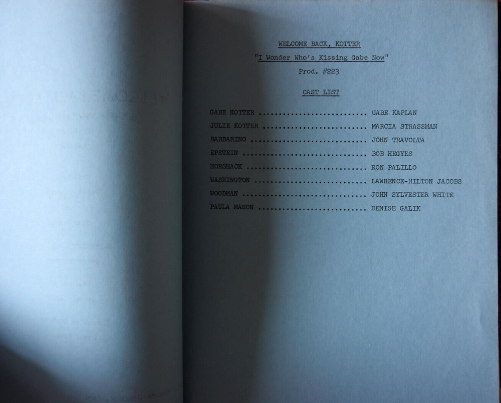 1977 Welcome Back Kotter Original Final Draft Script Screenplay