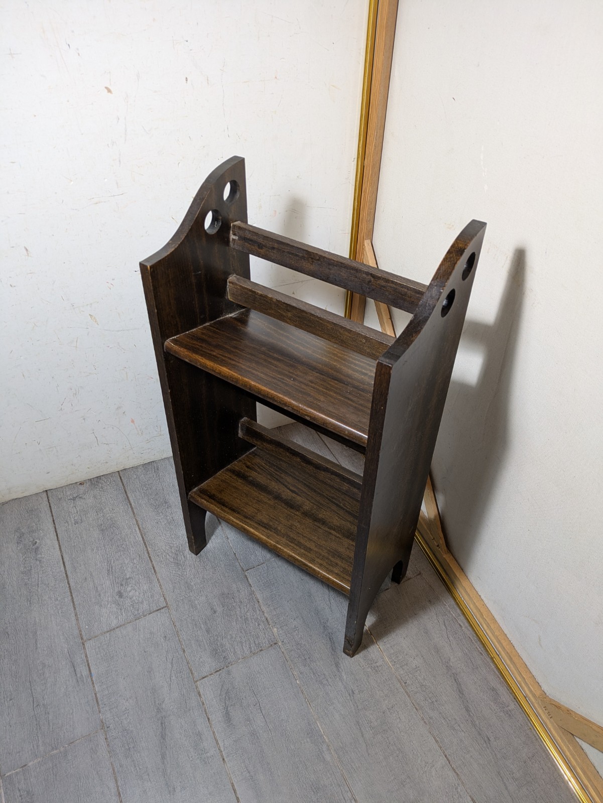 Vintage Mission Arts & Crafts Small Wood Bookcase Bookshelf 2-Tier Stand R87