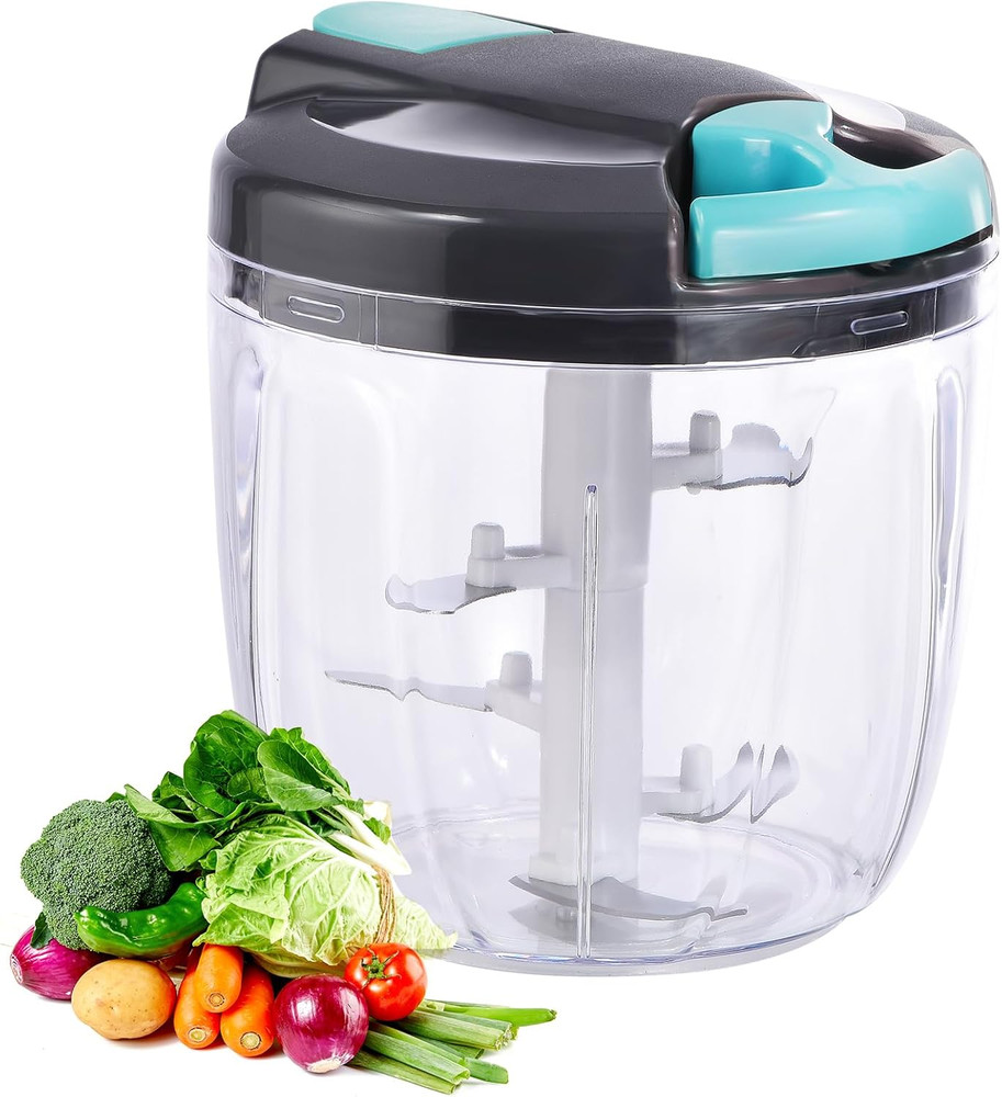 Manual Food Processor Vegetable Chopper, Portable Hand Pull String Garlic Mincer