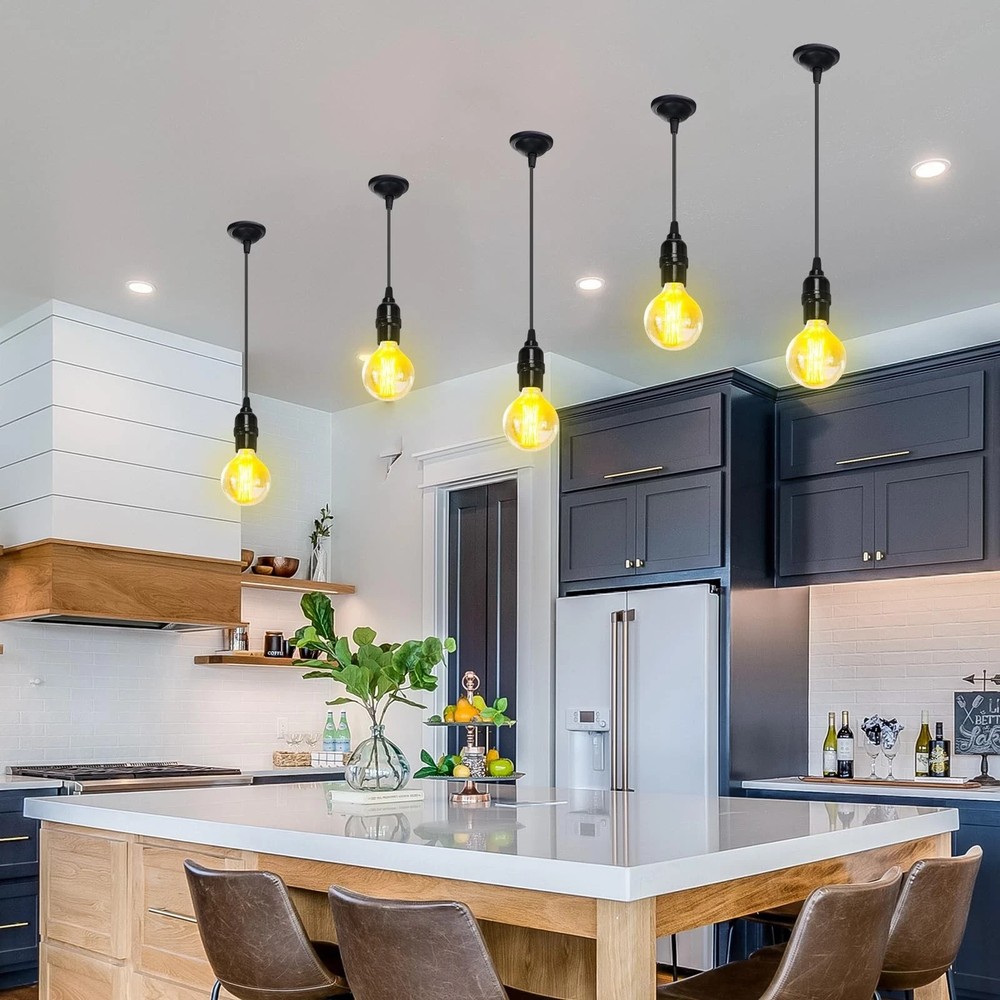 Retisee 20 Pack Hanging Pendant Light Cord Kit Bulk E27 Base 4ft Black