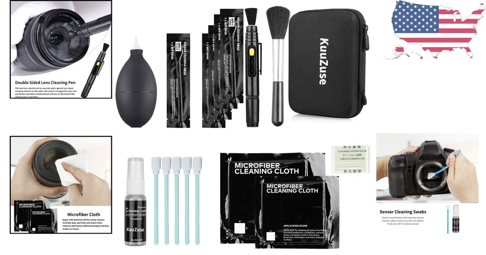 Comprehensive DSLR Camera Cleaning Kit with APS-C Swabs & Microfiber Cloths