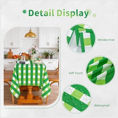 Checked Tablecloth Rectanglar : 57 x 84 Inch 57" x 84" (Rectangular) Green