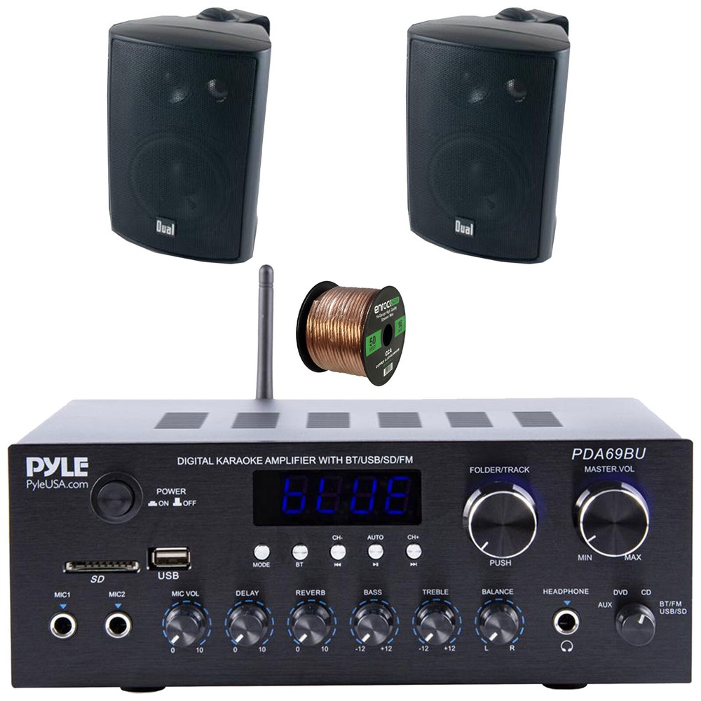 Pyle PDA69BU Bluetooth MP3/SD Home Amplifier Receiver, 2x 4" 200W Max Speakers