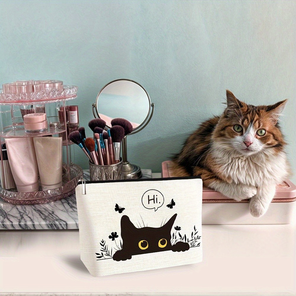 1pc Double Sided Printed Polyester Makeup Zipper Bags Clutch Bags Rectangle