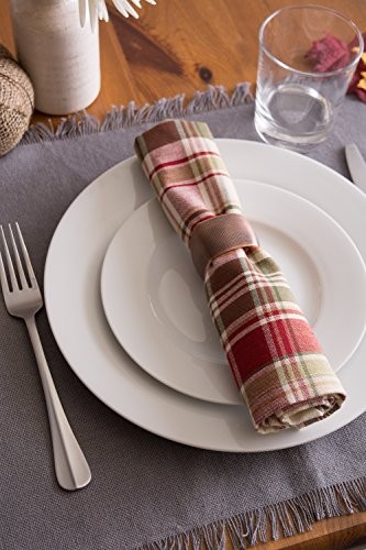 Everyday Collection, Fringed Solid Tabletop, 6 Piece Placemat Set Gray