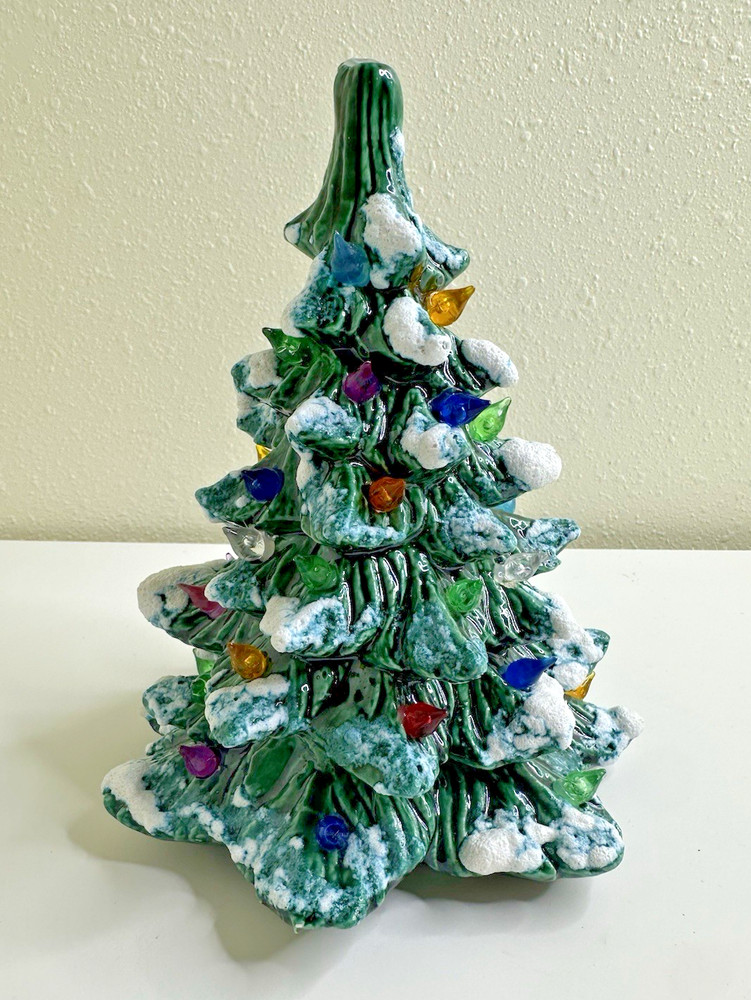 Small Ceramic Christmas Tree 7.5 in Tabletop Frosted