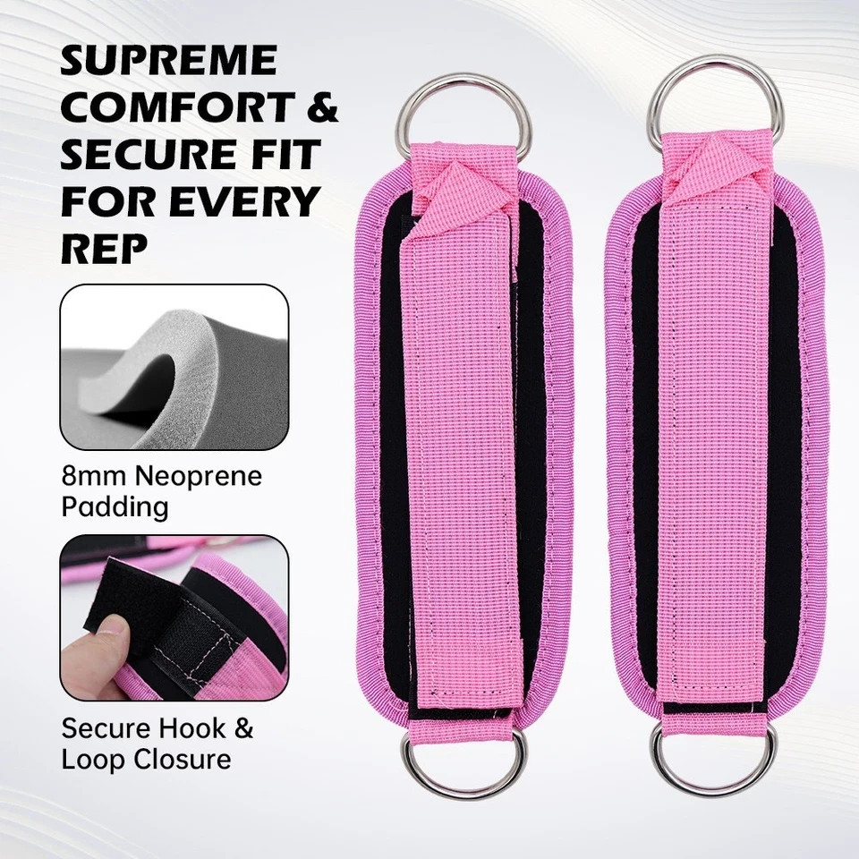 Comfort Ankle Straps for Cable Machine Glute Kickbacks, Stable Fit