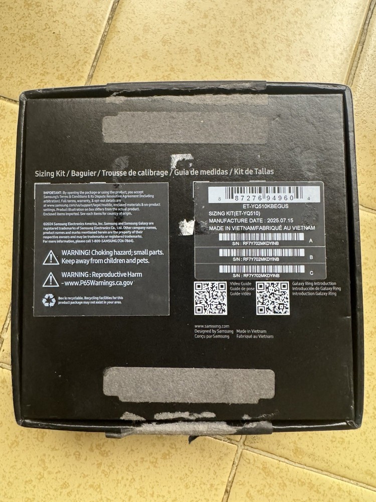 Samsung Galaxy Ring Sizing Kit (Black) Open Box