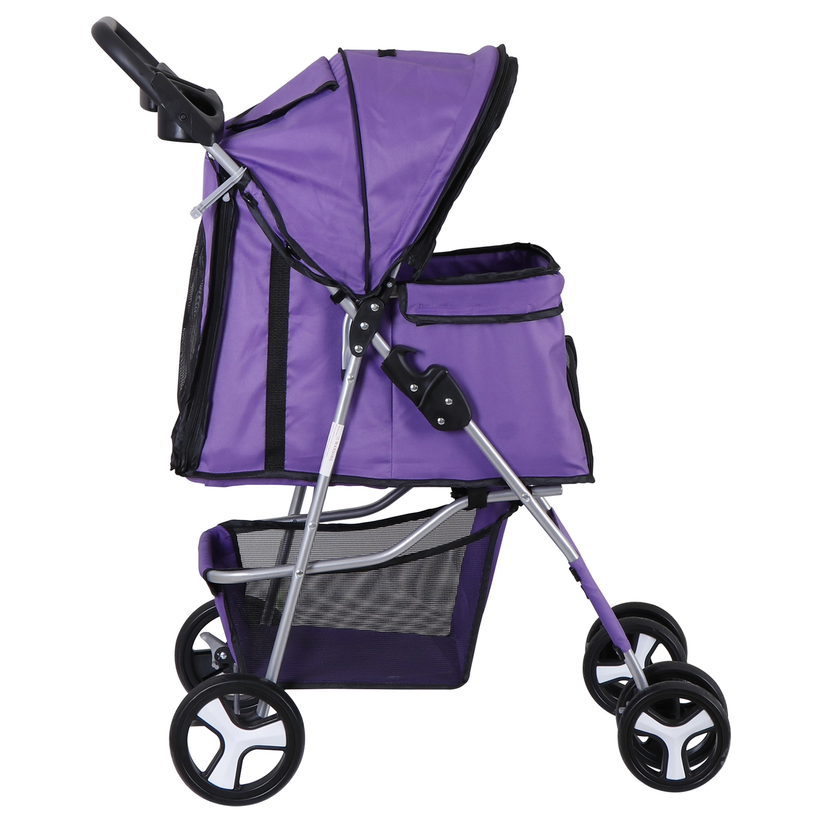4 Wheel Dog Stroller Pet Stroller Travel Carriage w/Foldable Carrier Cart Purple