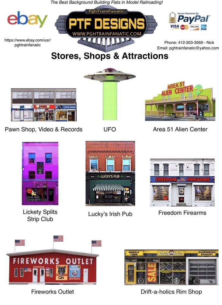 HO Scale ANTIQUE STORE - Building Flat/ front w/LED - scratch built