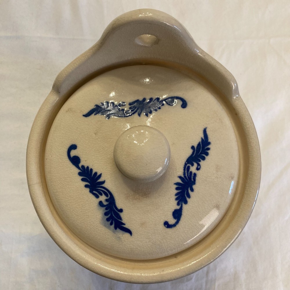 Blue and White Stoneware Salt Cellar