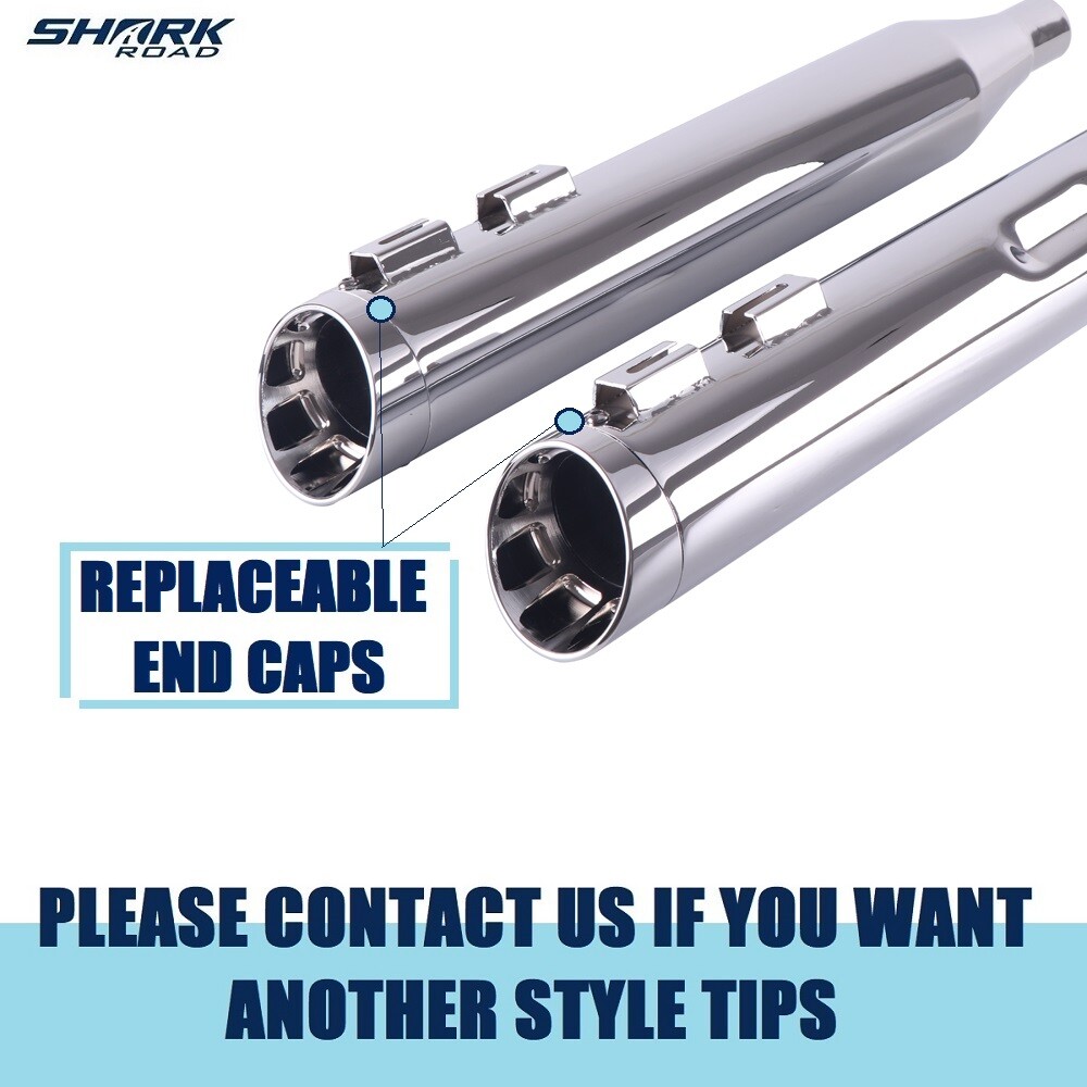 SHARKROAD 4.0 Slip Ons Mufflers For Harley Touring 95-16 Street Glide Exhaust