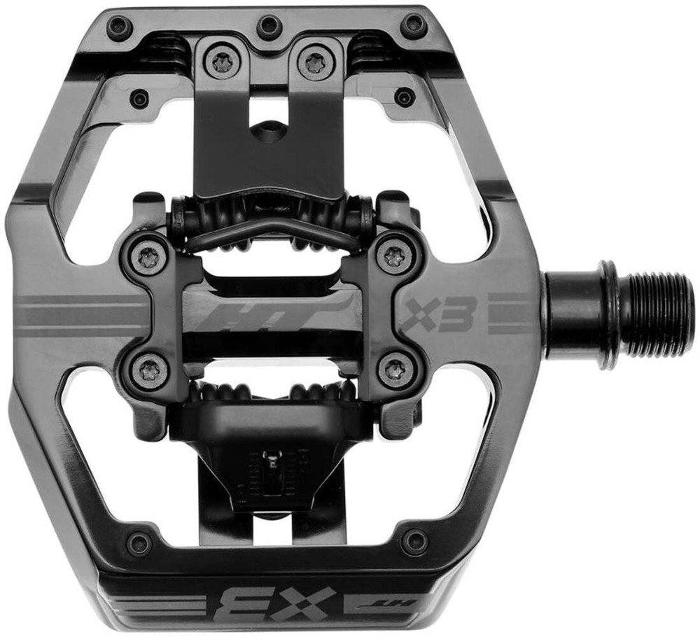 HT Components X3 Pedals - Dual Sided Clipless Platform Aluminum 9/16" Stealth BL