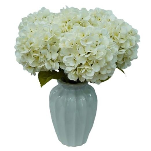 6pcs Artificial Hydrangea Flowers - Easy to Shape for Home White