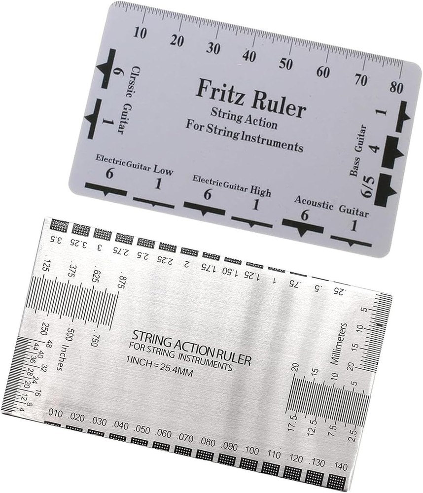 Guitar Luthier Tool Set: String Action Gauge & Pitch Ruler for Precision Setup
