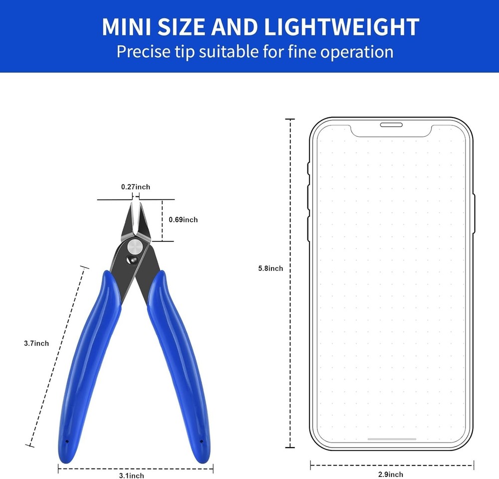 5 Inch Micro Flush Cutter, 2 Pack Small Wire Cutters Spring Loaded Cutting Plier