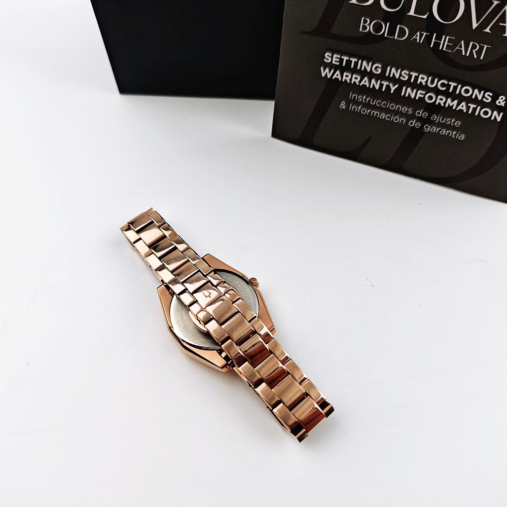 Bulova Surveyor 97P156 Grey-Rose Gold Diamond Dial Quartz Women's 31mm Watch NEW