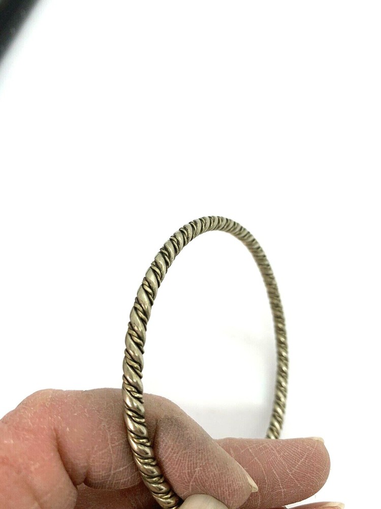 Silver Bangle Bracelet Twisted Design 2.5 inches ID