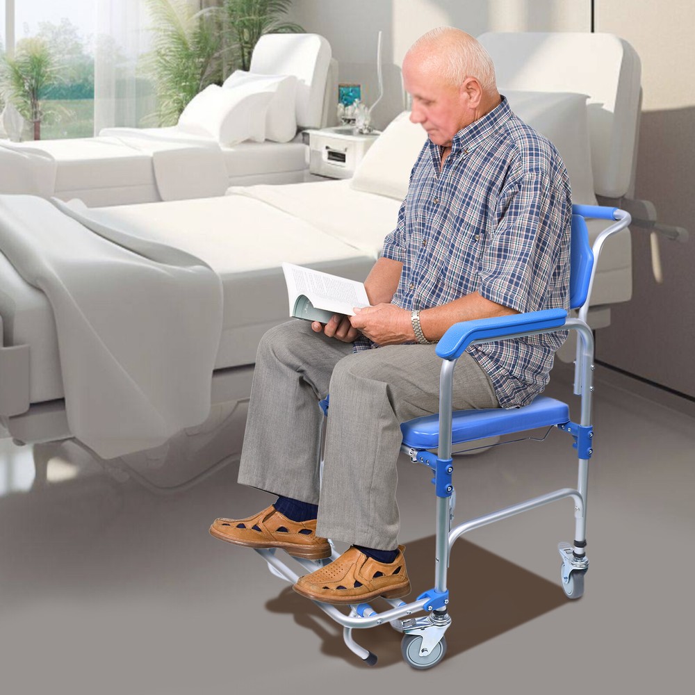 Multi-Functional Commode Chair with Wheels for Easy Mobility and Care