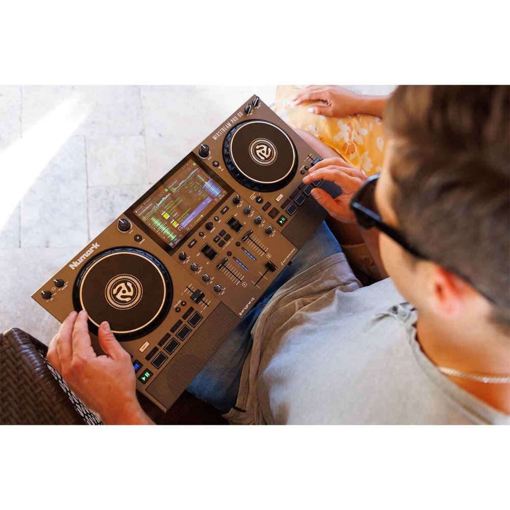 Numark MIXSTREAM PRO GO Battery Powered Streaming DJ Controller w Studio Moni...