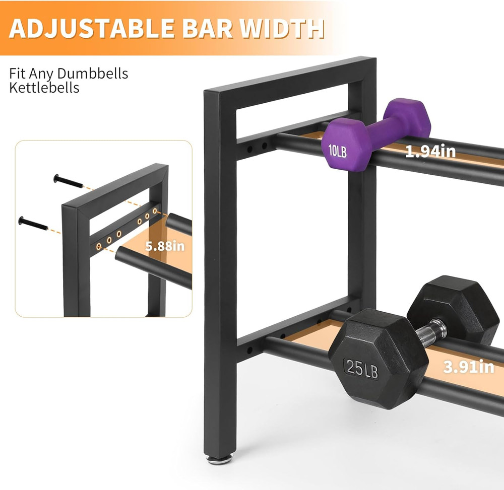 2-Tier Adjustable Dumbbell Rack, 300LB Capacity, Space-Saving Design