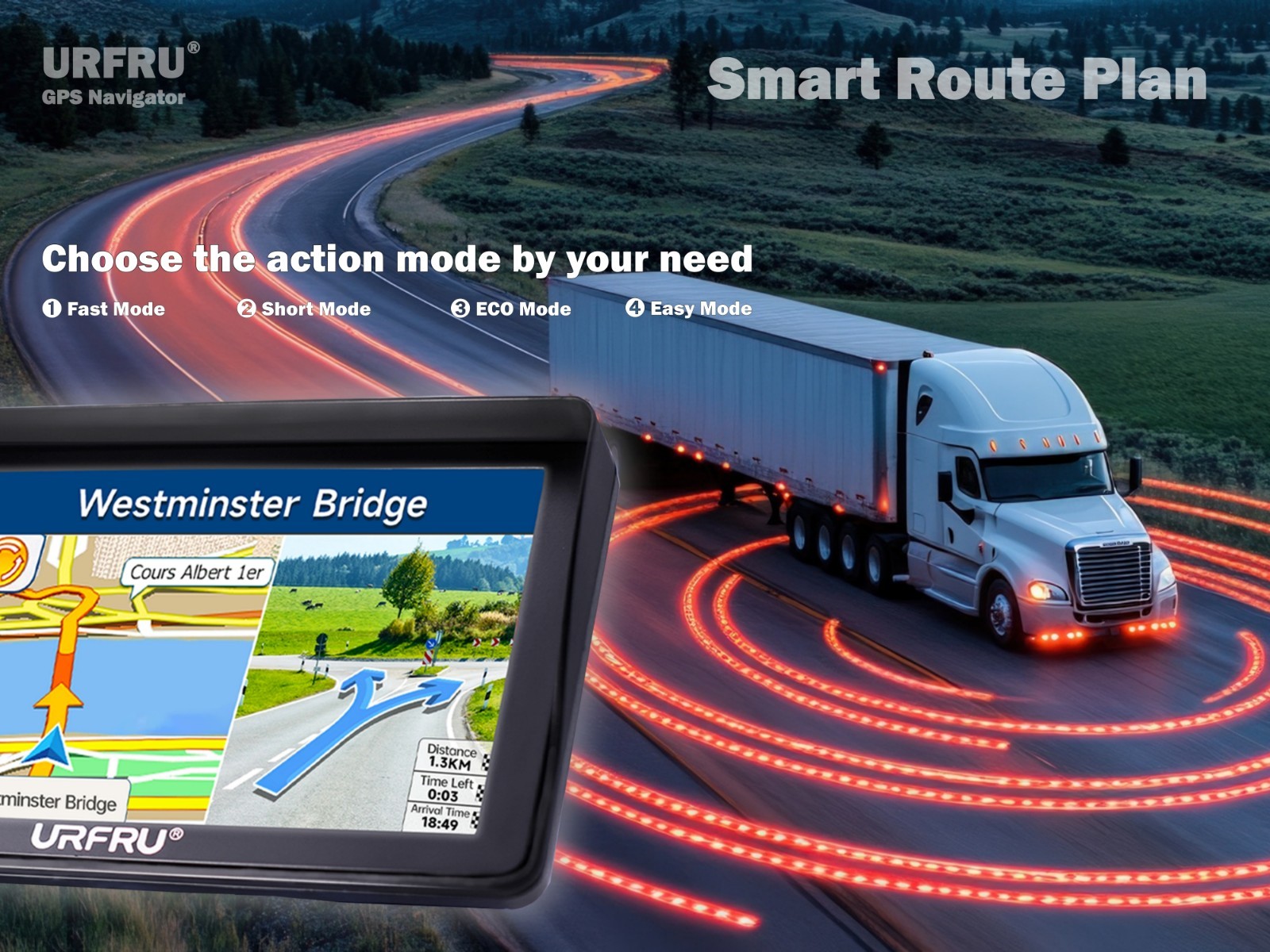 URFRU 7-Inch GPS Navigator for Car Truck RV Pickup-Used-Working Good-Full Acc