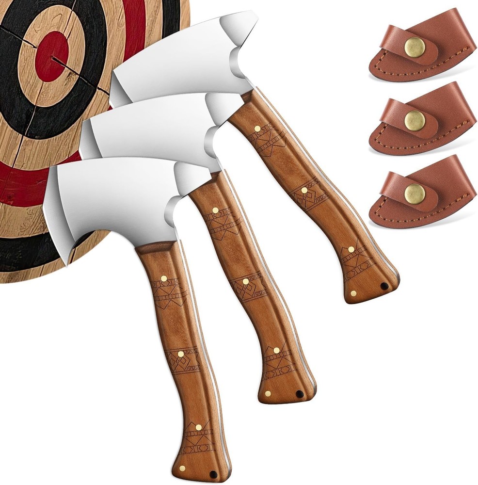 Throwing Axe Set Small Hatchet - Backyard Ax Throwing Game 3 Pack Viking Tomahaw