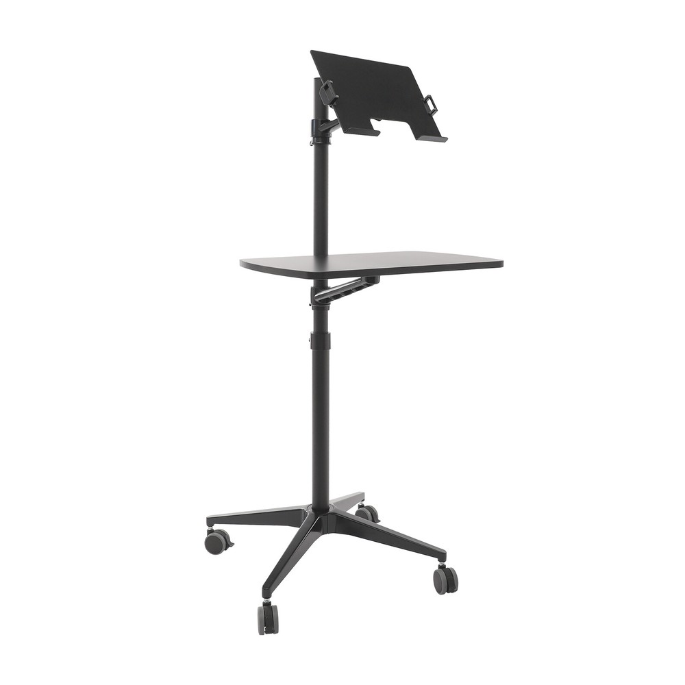 Portable Rolling Laptop Floor Standing Table Mobile Workstation Adjustable Hight