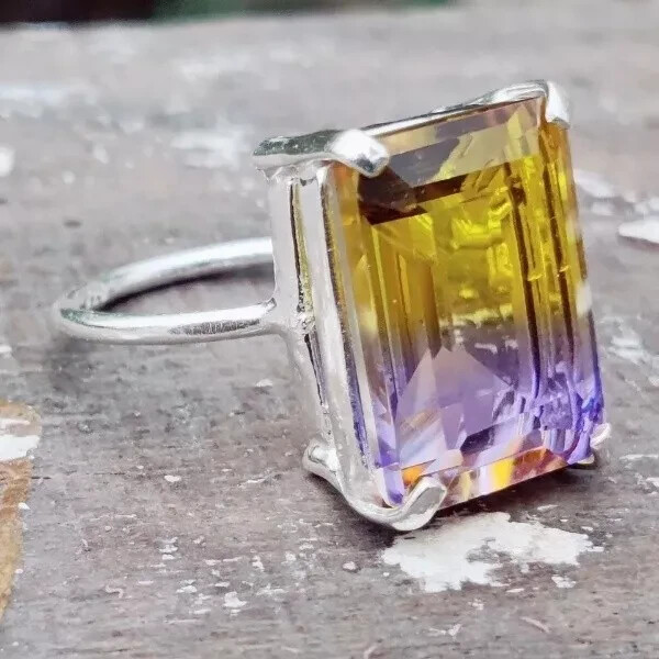Ametrine Ring Solid 925 Sterling Silver Statement Handmade Women Gift Ring K-59