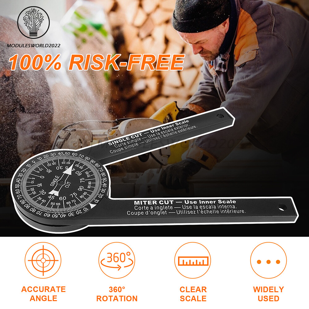 Woodworking Saw Protractor Angle Finder Level Meter Goniometer + Marking Pencil
