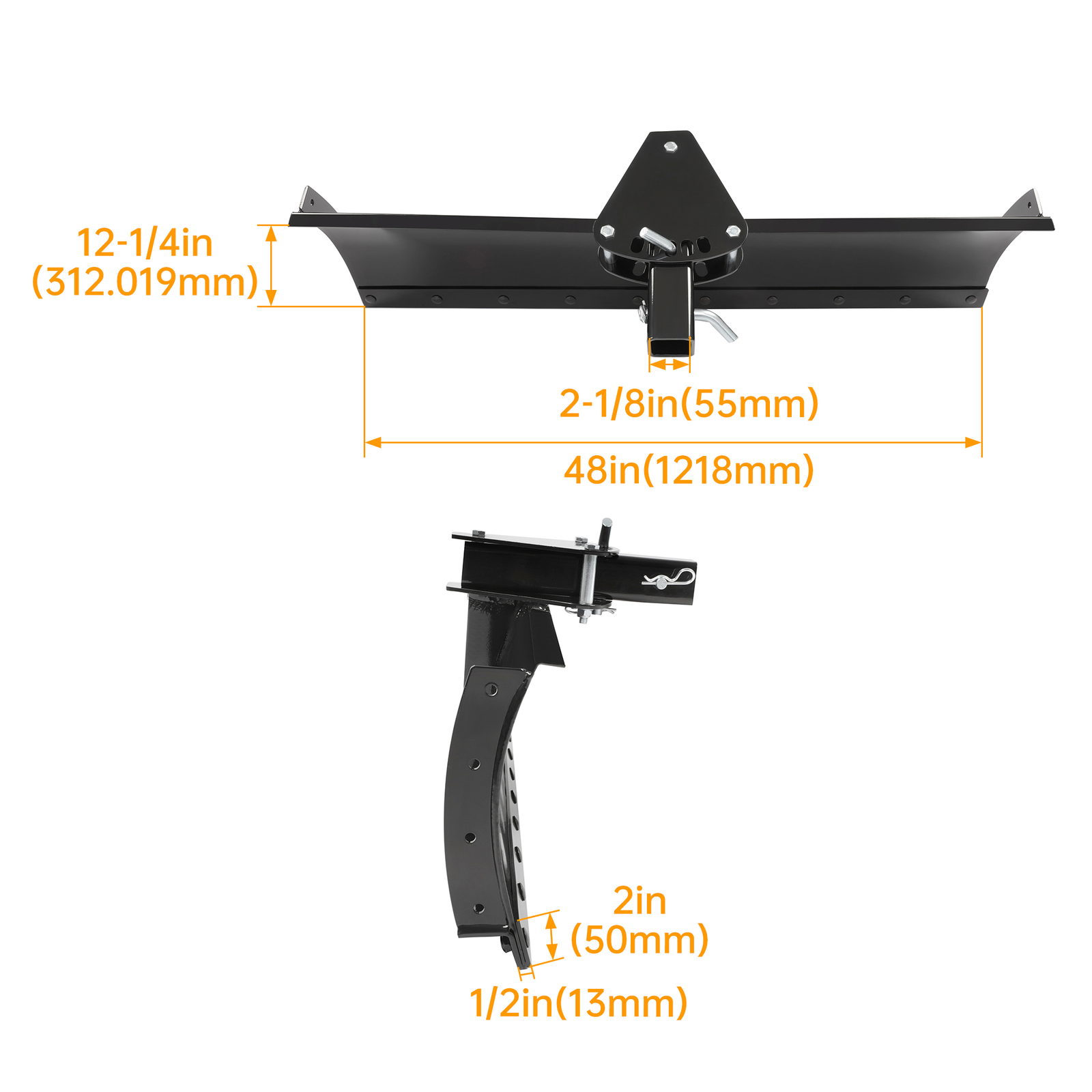 48" Scrape Blade 2" Receiver For ATV UTV Adjustable 0 7.5 or 15 Degrees Scraper