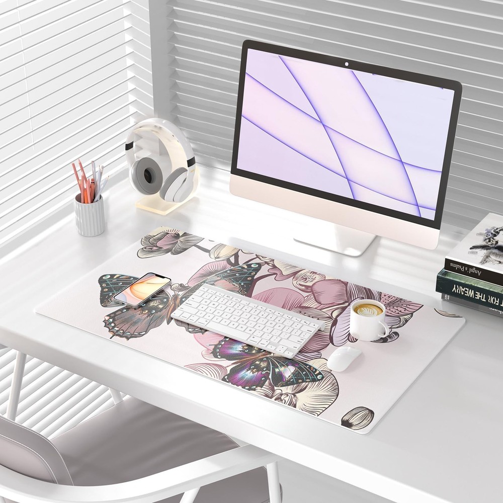 QiyI Large Mouse Pad, PU Leather Desk Blotter Protector, Waterproof Computer ...