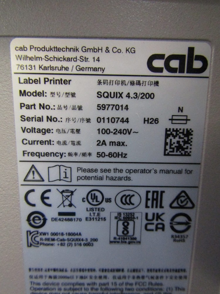 CAb Label Printer Squix 4.3/ 200