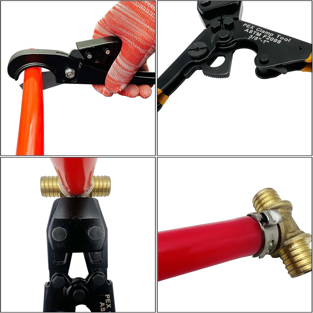 Durable Crimping Tool for PEX Pipe Clamps - Includes Pipe Cutter & Accessories