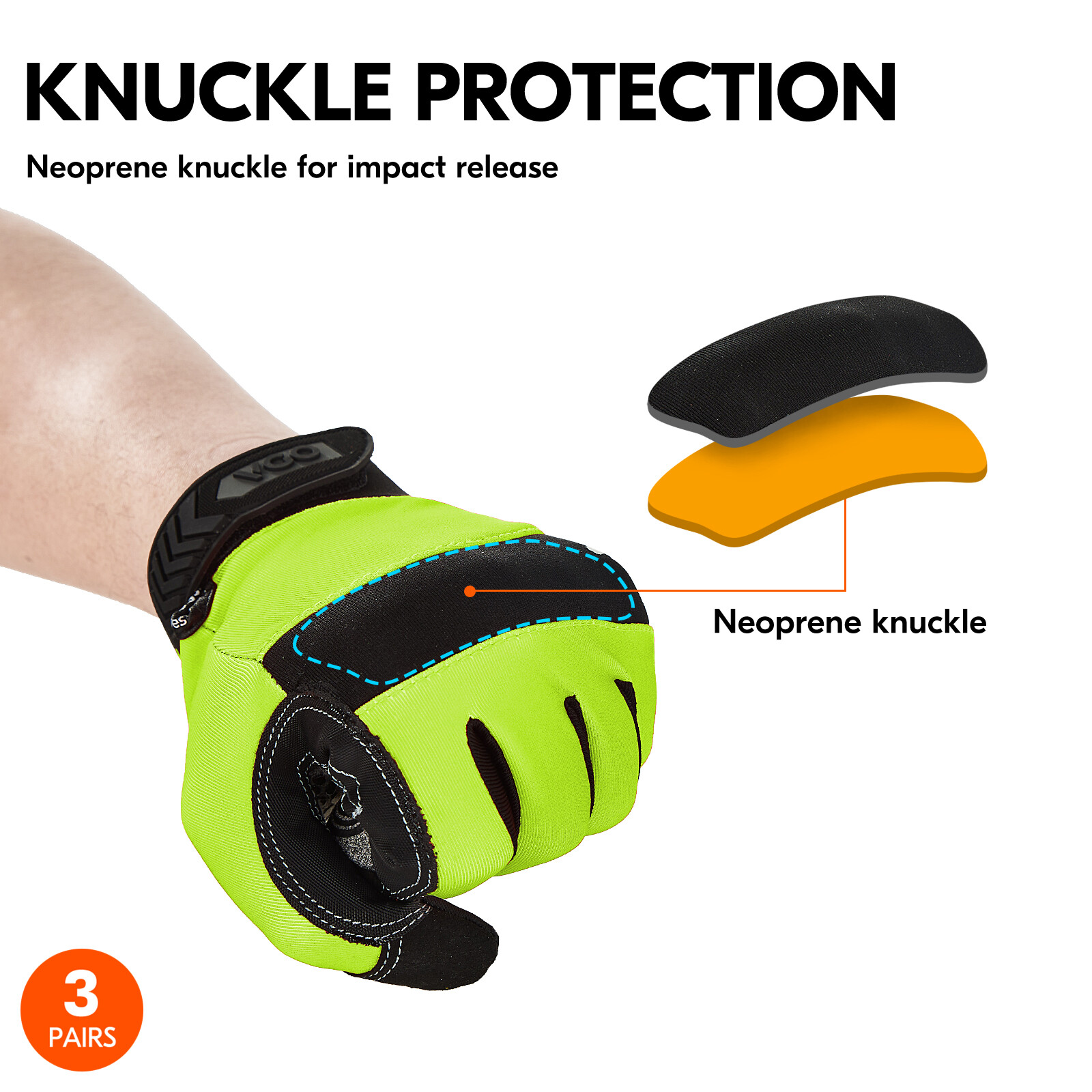 Vgo 3Pairs Synthetic Leather Work Gloves,Mechanic Gloves,Outdoor Gloves(SL7895)