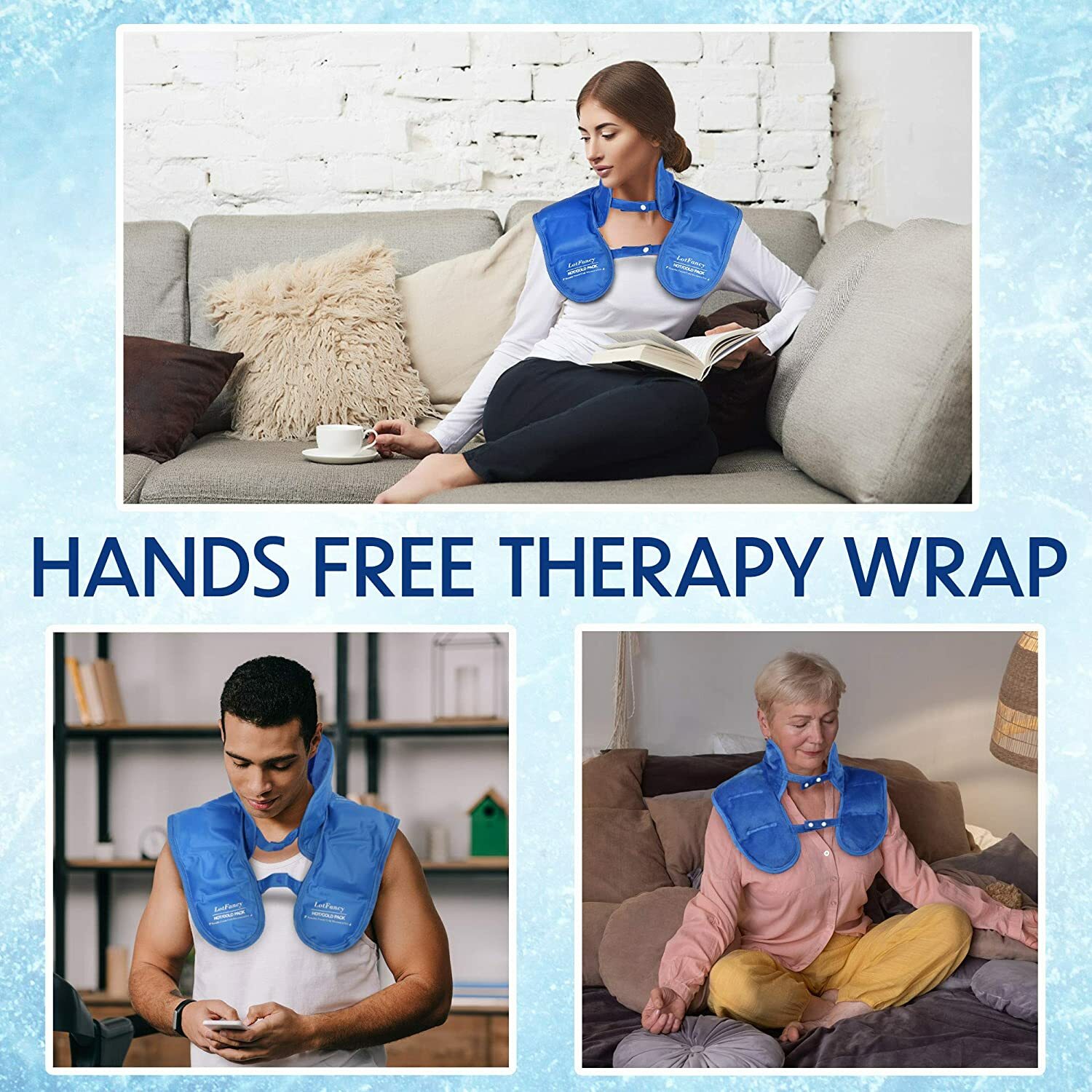 Gel Ice Pack for Neck Shoulder Pain Reusable Hot Cold Therapy Wrap for Swelling